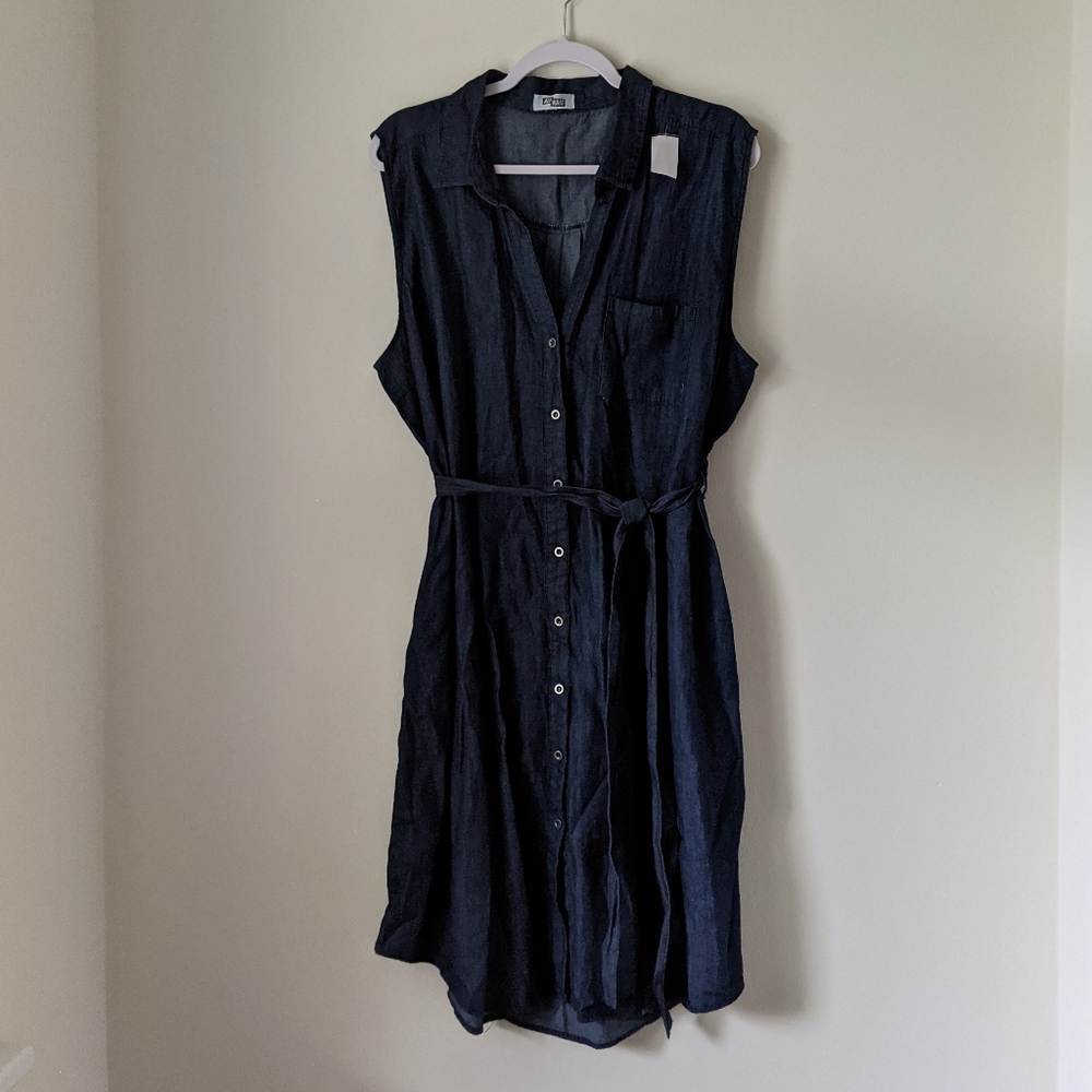 Denim Blue Midi Sleeveless Dress